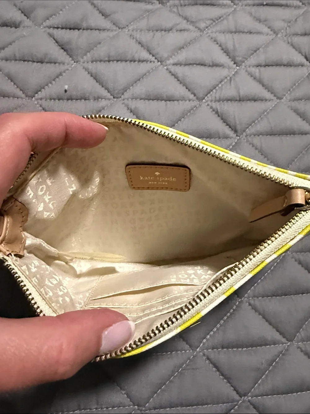 kate spade Yellow & White Palm-Print Wristlet